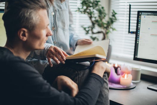 Person working from home in a cozy rural setting