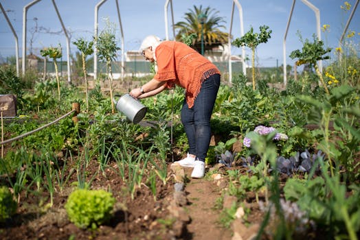 happy gardener with a thriving garden